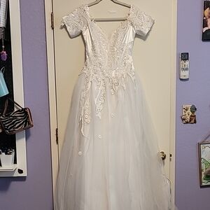 White Wedding Gown, off shoulder